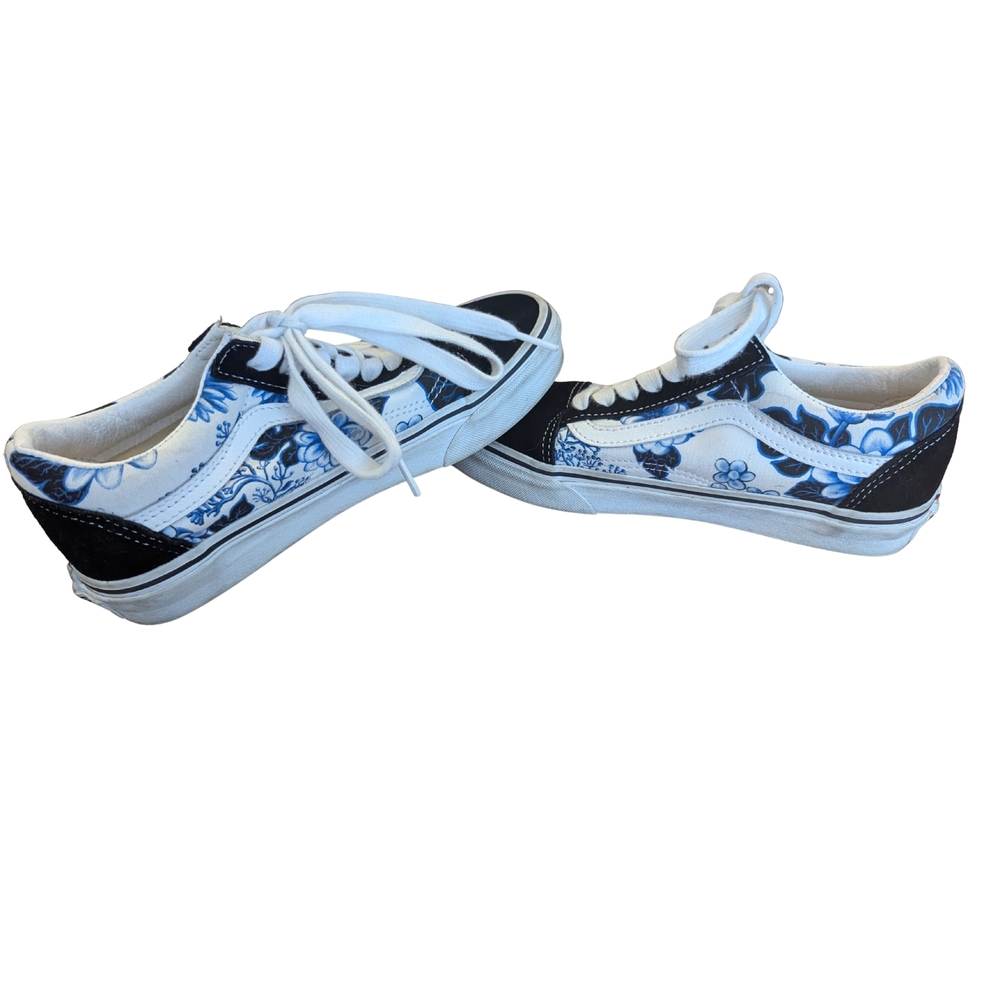 GUC Vans Womens US 6 Old Skool Floral Blue White Sneakers